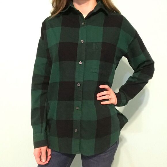 Old Navy Green and Black Button Down Blouse Size XS - Picture 2 of 3